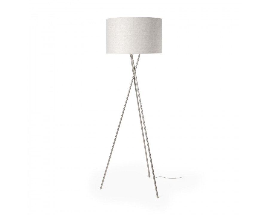 Mercana Ambrose Floor Lamp with Beige Fabric Shade - Silver