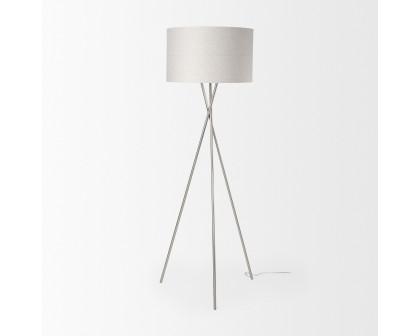 Mercana Ambrose Floor Lamp with Beige Fabric Shade - Silver