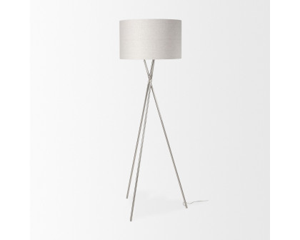 Mercana Ambrose Floor Lamp with Beige Fabric Shade - Silver