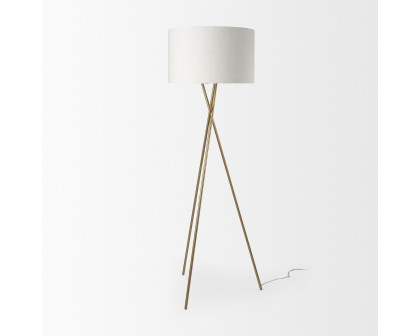 Mercana Ambrose Floor Lamp with Cream Fabric Shade - Gold