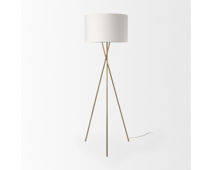 Mercana Ambrose Floor Lamp with Cream Fabric Shade - Gold