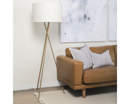 Mercana Ambrose Floor Lamp with Cream Fabric Shade - Gold