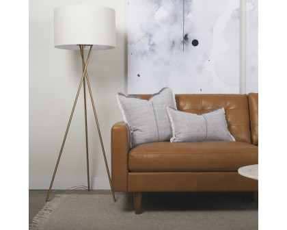 Mercana Ambrose Floor Lamp with Cream Fabric Shade - Gold