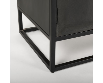 Mercana Sloan 85" Curio Cabinet with Black Metal Frame - Black, Wood