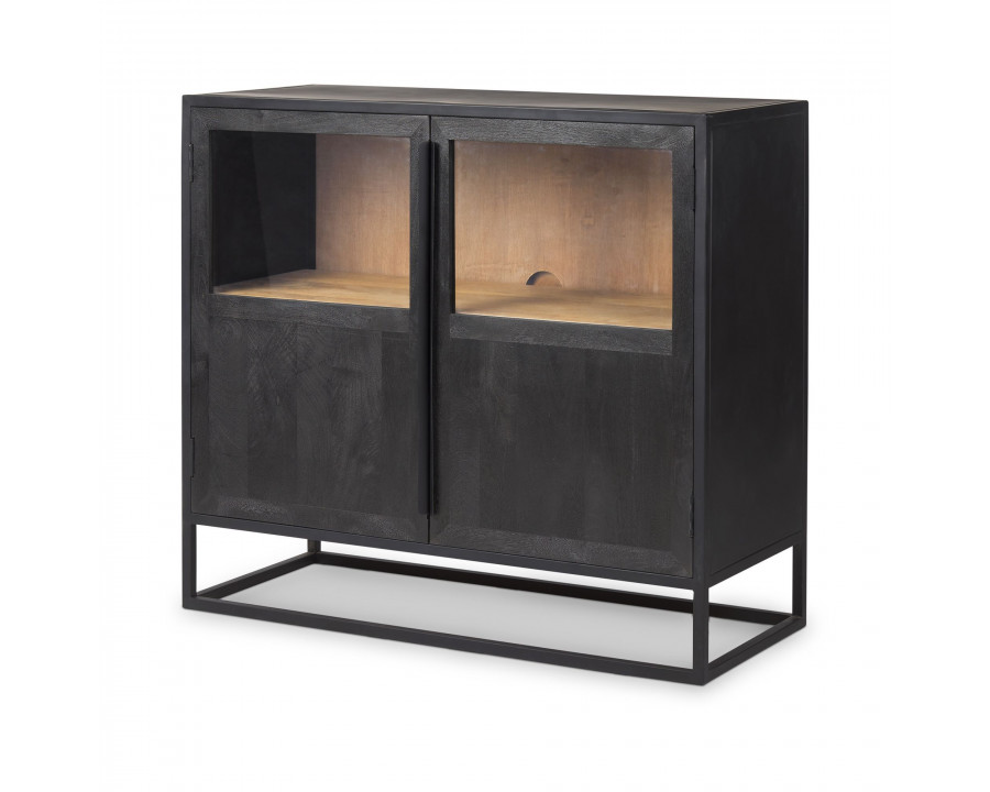 Mercana - Sloan Black Wood with Black Metal Frame Accent Cabinet