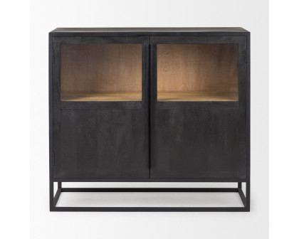 Mercana - Sloan Black Wood with Black Metal Frame Accent Cabinet