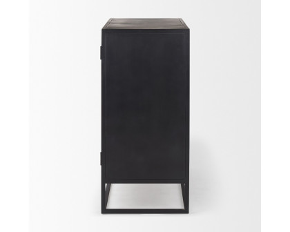 Mercana - Sloan Black Wood with Black Metal Frame Accent Cabinet