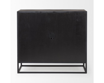 Mercana - Sloan Black Wood with Black Metal Frame Accent Cabinet