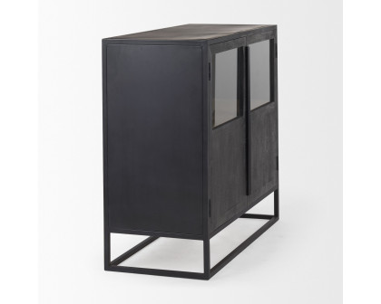 Mercana - Sloan Black Wood with Black Metal Frame Accent Cabinet