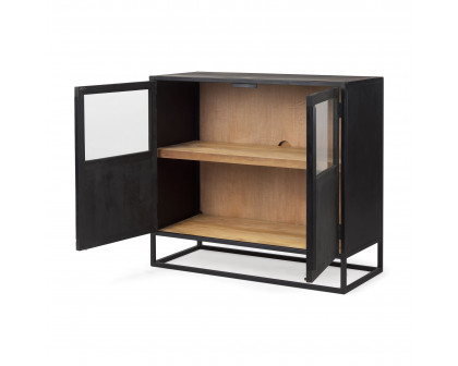 Mercana - Sloan Black Wood with Black Metal Frame Accent Cabinet