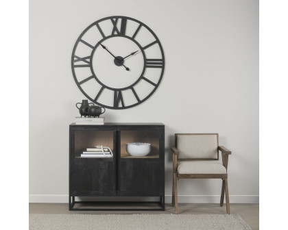 Mercana - Sloan Black Wood with Black Metal Frame Accent Cabinet