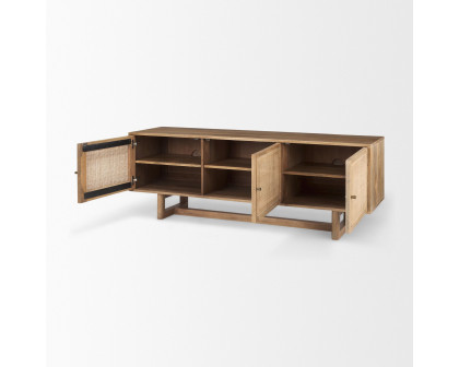 Mercana Grier Media Console with Cane - Light Brown