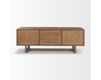 Mercana Grier Media Console with Cane - Brown