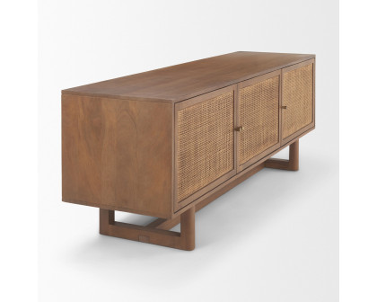 Mercana Grier Media Console with Cane - Brown