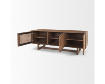 Mercana Grier Media Console with Cane - Brown