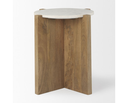 Mercana Bianca Round Accent Table with Marble - Brown