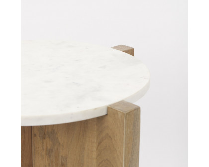 Mercana Bianca Round Accent Table with Marble - Brown