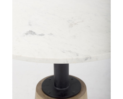 Mercana 32" Round Accent Pedestal Bistro Table - White, Marble/Metal