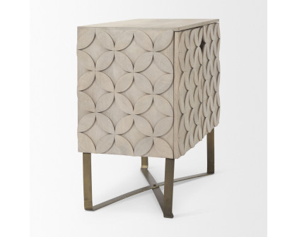 Mercana - Excelsior Light Brown Wood with Gold Iron Base Accent Cabinet