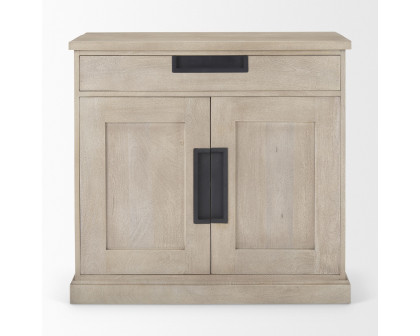 Mercana Braxton Wood with Black Accents 2 Door Accent Cabinet - Beige