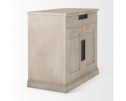 Mercana Braxton Wood with Black Accents 2 Door Accent Cabinet - Beige