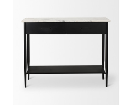 Mercana - Amika Console Table with White Marble Top/Black Metal Base