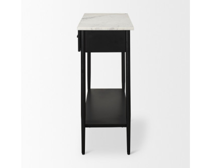 Mercana - Amika Console Table with White Marble Top/Black Metal Base