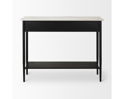 Mercana - Amika Console Table with White Marble Top/Black Metal Base