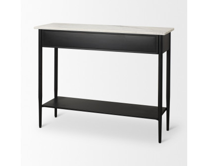 Mercana - Amika Console Table with White Marble Top/Black Metal Base