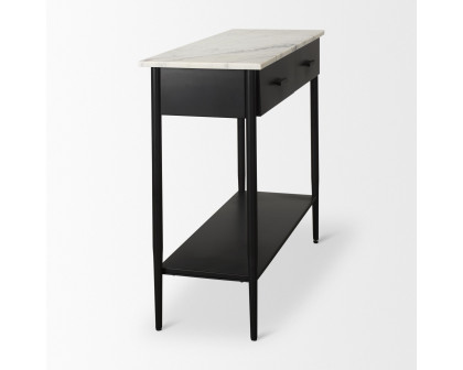 Mercana - Amika Console Table with White Marble Top/Black Metal Base