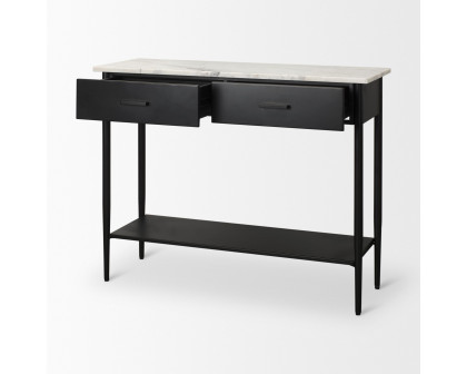 Mercana - Amika Console Table with White Marble Top/Black Metal Base