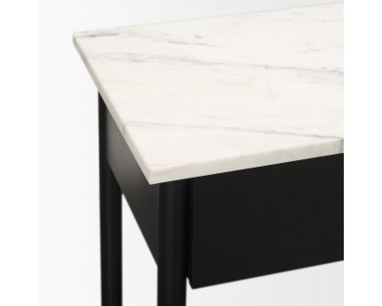 Mercana - Amika Console Table with White Marble Top/Black Metal Base