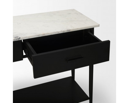 Mercana - Amika Console Table with White Marble Top/Black Metal Base