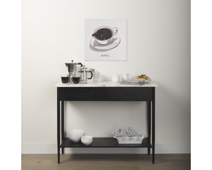 Mercana - Amika Console Table with White Marble Top/Black Metal Base