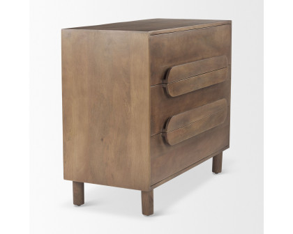 Mercana - Astrid Medium Brown Solid Wood 3 Drawer Cabinet