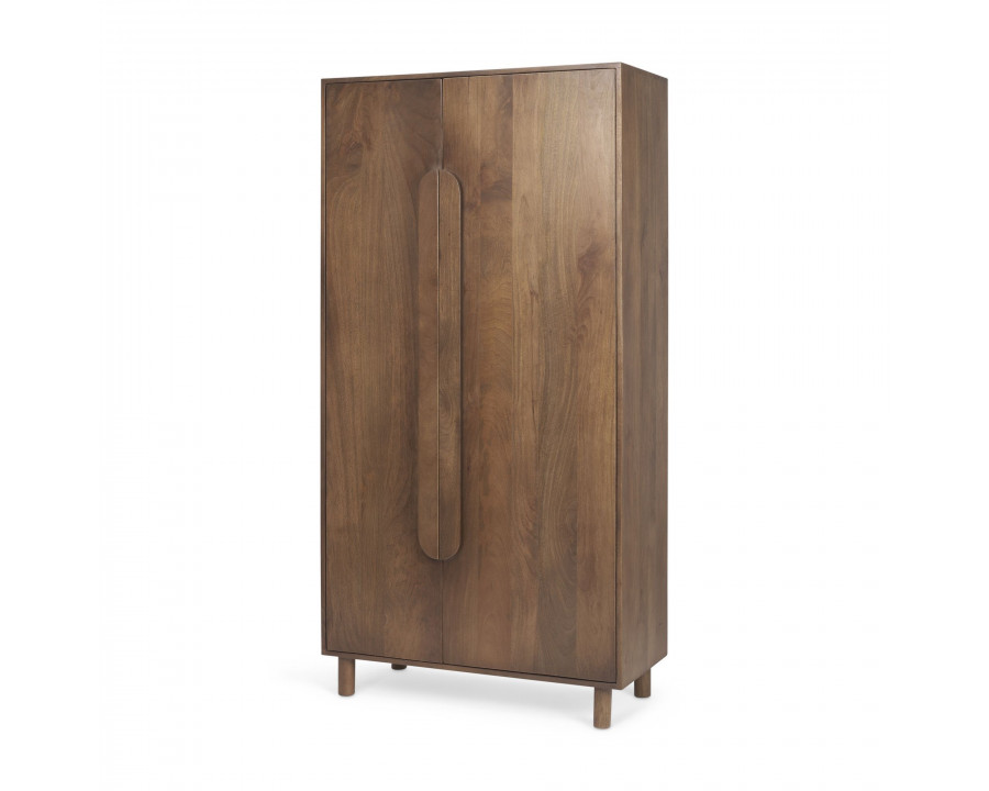 Mercana - Astrid Medium Brown Solid Wood Armoire