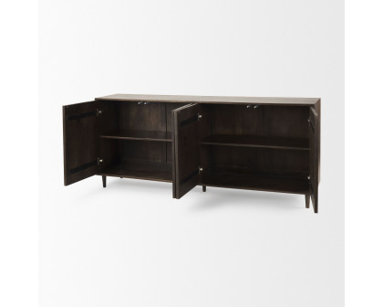 Mercana Tucker 4 Doors Sideboard - Dark Brown, Wood