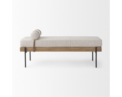 Mercana - Colburne Bench with Brown Wood in Cream