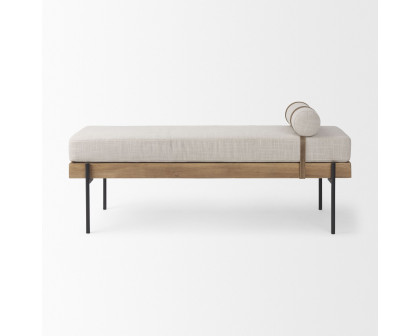 Mercana - Colburne Bench with Brown Wood in Cream