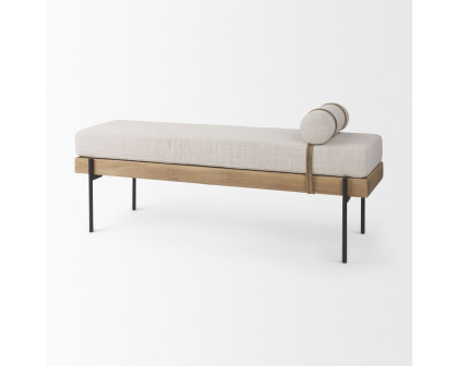 Mercana - Colburne Bench with Brown Wood in Cream