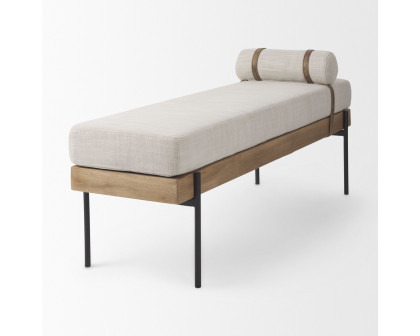 Mercana - Colburne Bench with Brown Wood in Cream