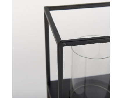 Mercana Cindy 5 Candle Matte Black Metal Hurricane Glass Tabletop Candle Holder