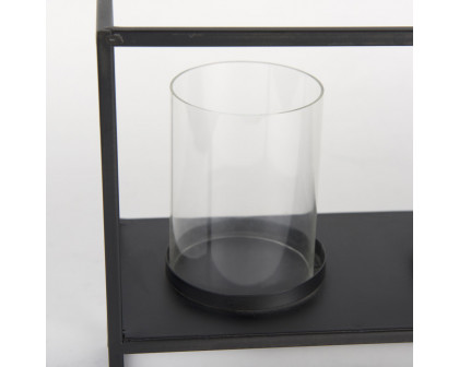 Mercana Cindy 5 Candle Matte Black Metal Hurricane Glass Tabletop Candle Holder