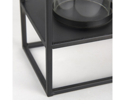 Mercana Cindy 5 Candle Matte Black Metal Hurricane Glass Tabletop Candle Holder