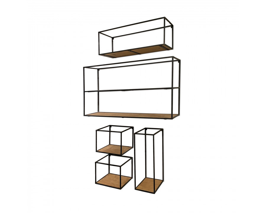 Mercana - Riaz Wood & Metal Shelves (Set of 5)