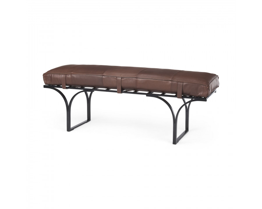 Mercana Jessie Bench with Black Metal Base - Dark Brown