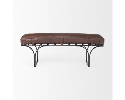 Mercana Jessie Bench with Black Metal Base - Dark Brown