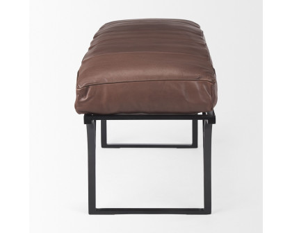 Mercana Jessie Bench with Black Metal Base - Dark Brown