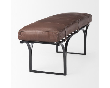 Mercana Jessie Bench with Black Metal Base - Dark Brown