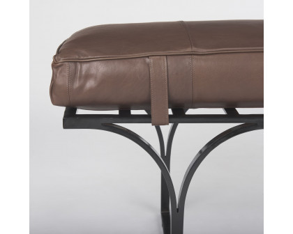 Mercana Jessie Bench with Black Metal Base - Dark Brown